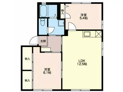 フローレンス D棟(2LDK/1階)の間取り写真