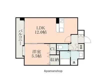 グランブルー五福(1LDK/7階)の間取り写真