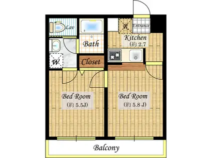 東和プラザAB館(2K/8階)の間取り写真