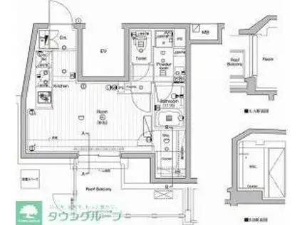 プレミアムキューブ下北沢(ワンルーム/4階)の間取り写真