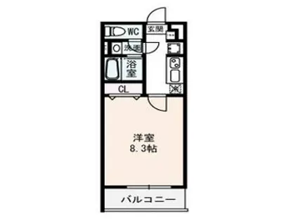 カレン石橋(1K/2階)の間取り写真