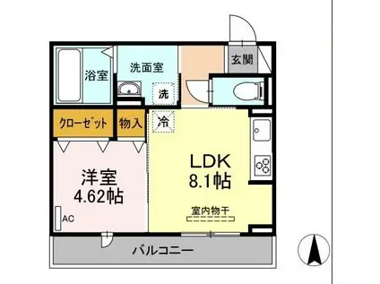 つむぎテラシア 壱番館(1LDK/3階)の間取り写真