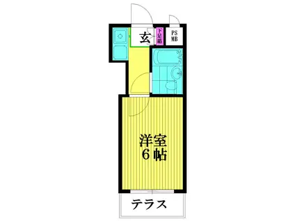 エヴェナール代々木(ワンルーム/1階)の間取り写真