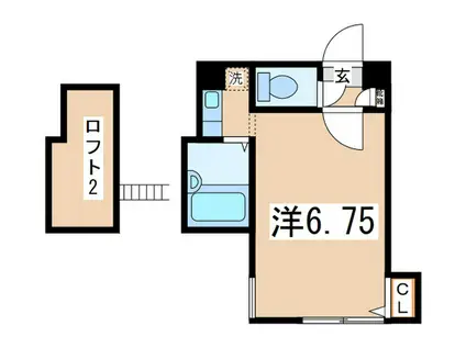 ロッシェル北里II号棟(ワンルーム/2階)の間取り写真