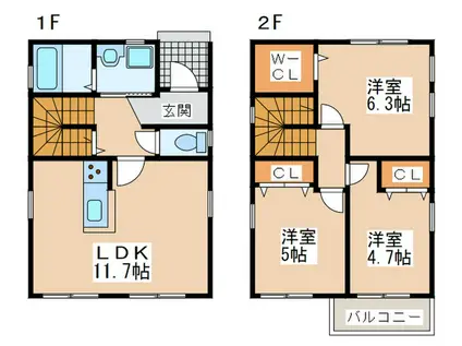 西鉄太宰府線 西鉄五条駅 徒歩15分 2階建 築14年(3LDK/1階)の間取り写真