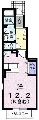 ベル・アンジュ(ワンルーム/1階)の間取り写真