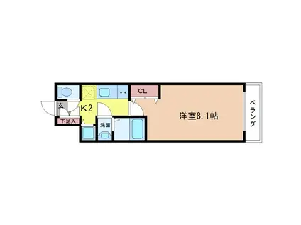 ヴェリテ三国(1K/2階)の間取り写真