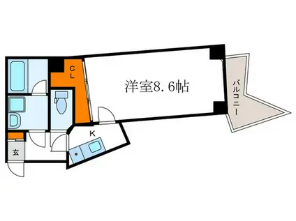 WAVEマンション(1K/1階)の間取り写真