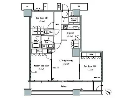 ザ 東京タワーズ ミッドタワー(3LDK/21階)の間取り写真