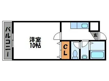 サンパティーク(1K/2階)の間取り写真