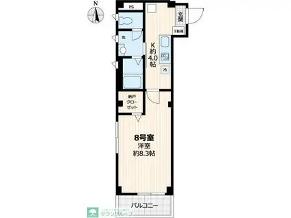 セブンアベニュー江北(1K/1階)の間取り写真