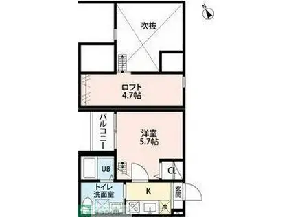 MAISON FAR 小本メゾンファルコモト(1K/2階)の間取り写真