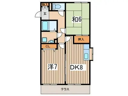 アンサンブル進せい(2DK/1階)の間取り写真