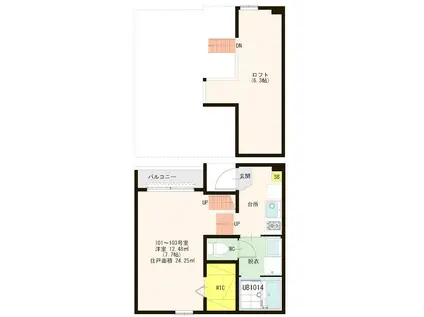 コンフォートハウス唐原(1K/1階)の間取り写真