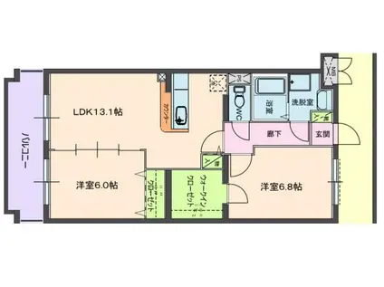 ベルフラワー壱番館(2LDK/1階)の間取り写真