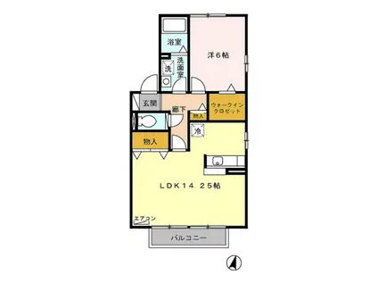 サンモール B(1LDK/2階)の間取り写真