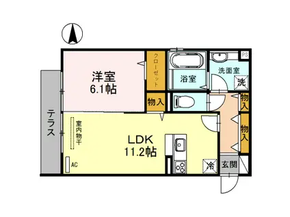 G-GOVERN楠根(1LDK/1階)の間取り写真