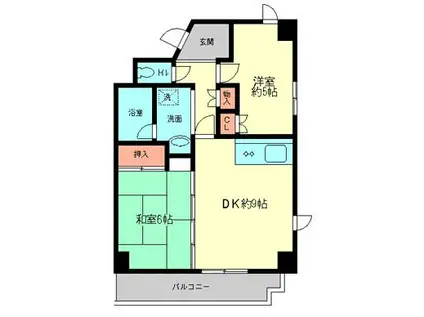 エコーピア(2DK/6階)の間取り写真