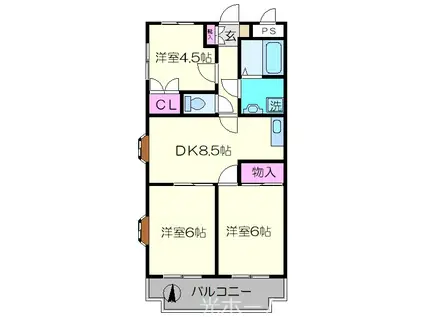 エスポアールめぐみ(3DK/2階)の間取り写真