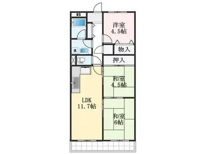 プローブ羽衣(3LDK/3階)の間取り写真