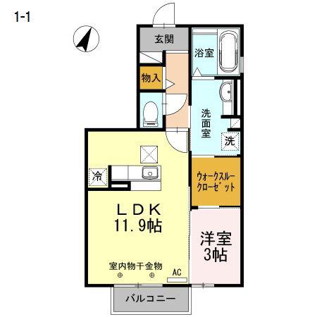 ソラーナミーア(1LDK/1階)の間取り写真