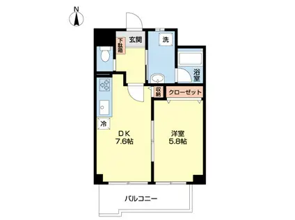 ハイマート高砂(1DK/4階)の間取り写真