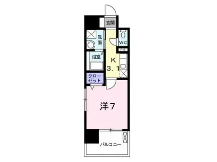 ユニゾンスクエア(1K/7階)の間取り写真