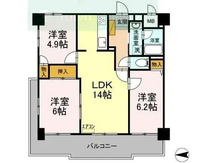 フジヴェール法蓮寺山(3LDK/4階)の間取り写真
