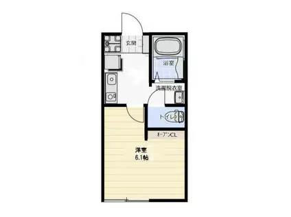 きっか中島(1K/2階)の間取り写真