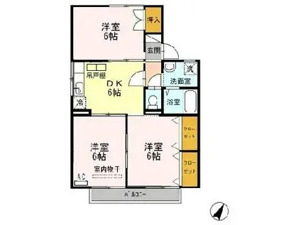 セジュール鬼橋C(3DK/2階)の間取り写真