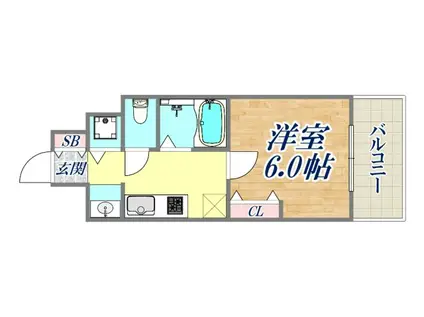 プレサンス神戸西スパークリング(1K/9階)の間取り写真