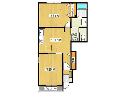 KCコーポ平山A(2DK/1階)の間取り写真