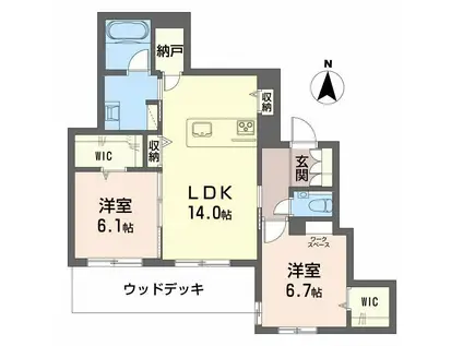 シャーメゾン高社(2LDK/1階)の間取り写真