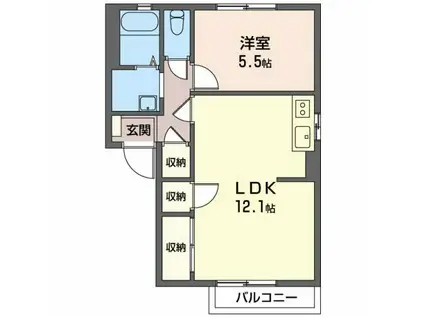 サンハイツ多賀(1LDK/1階)の間取り写真