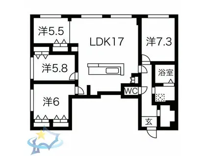 ジョイス宮の森レジデンス(4LDK/2階)の間取り写真