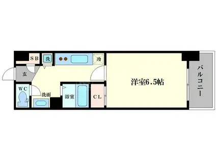 アスヴェル阿波座ブルーアース(1K/6階)の間取り写真