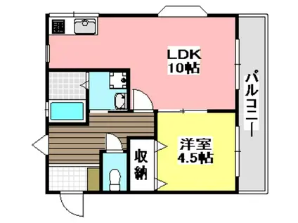 ダンデライオン(1LDK/2階)の間取り写真