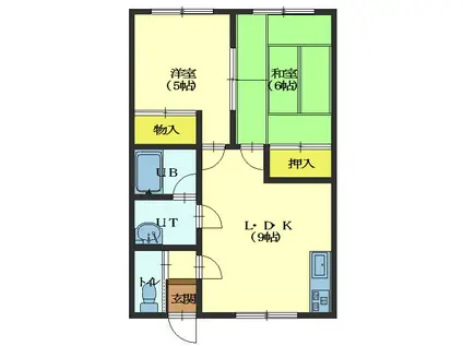 バウスプリットIII(2DK/2階)の間取り写真