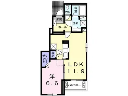 ウィステリア(1LDK/1階)の間取り写真