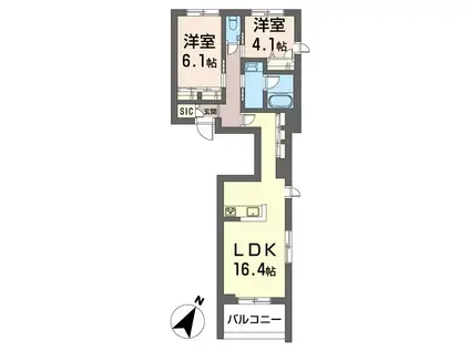 ケーズコート下目黒(2LDK/2階)の間取り写真