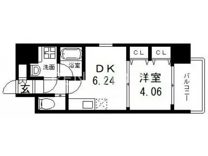 プレジオ布施EURO(1DK/8階)の間取り写真