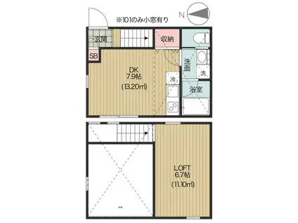 アンバー洗足(1DK/1階)の間取り写真