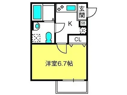 COMODO CASA 北浦和(1K/2階)の間取り写真