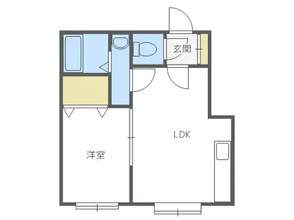 アークコート月寒中央II(1DK/2階)の間取り写真