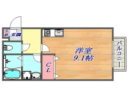 ホーミー六甲(ワンルーム/2階)の間取り写真