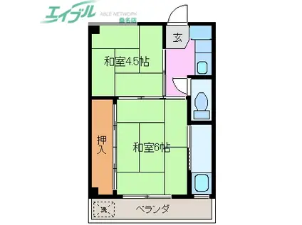 ネオステージ大仲新田II(2K/3階)の間取り写真