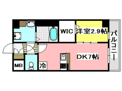 ファーストフィオーレ吹田ウインズテラス(1DK/2階)の間取り写真