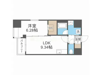 VINOプレジオ本町 2-8F(1LDK/7階)の間取り写真