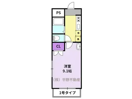 モナンジュ御井(1K/2階)の間取り写真