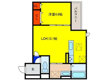 GARANCE新森(1LDK/2階)の間取り写真